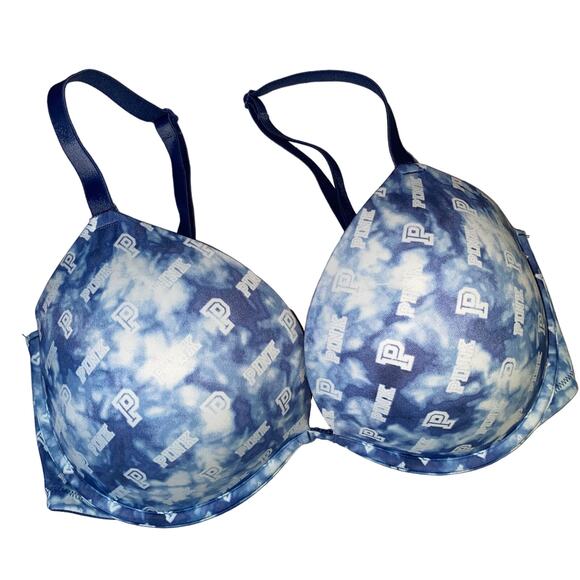 Pink Victoria's Secret Wear Everywhere Super Push-Up Tie Dye Bra 34DD - Picture 1 of 7